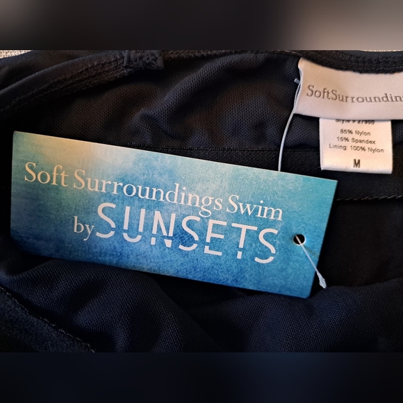 Soft Surroundings Swim by Sunsets Black Ruched Tankini Top Size M - Picture 3 of 4